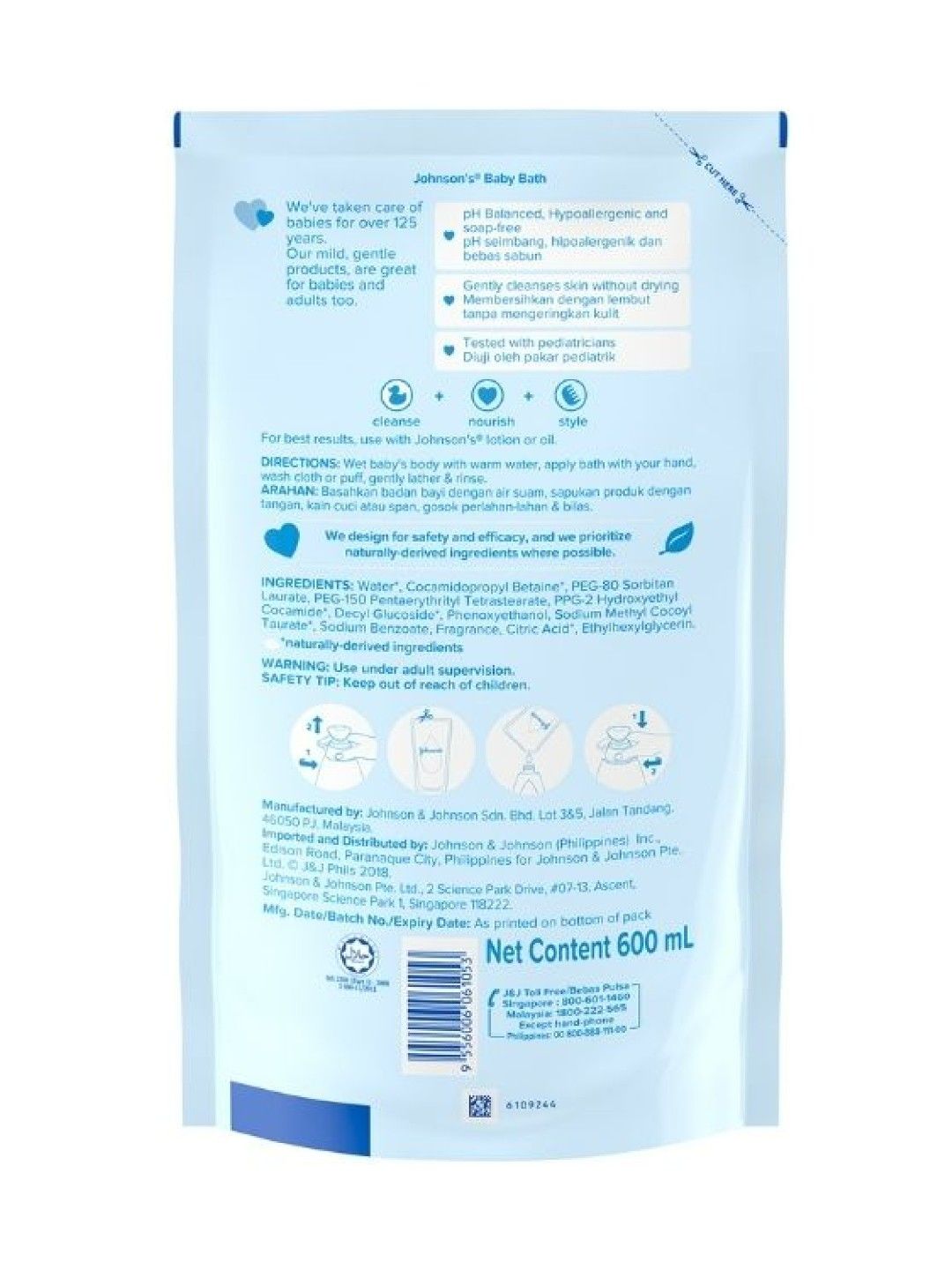 Johnson's Regular Baby Bath Refill (600ml) (No Color- Image 3)