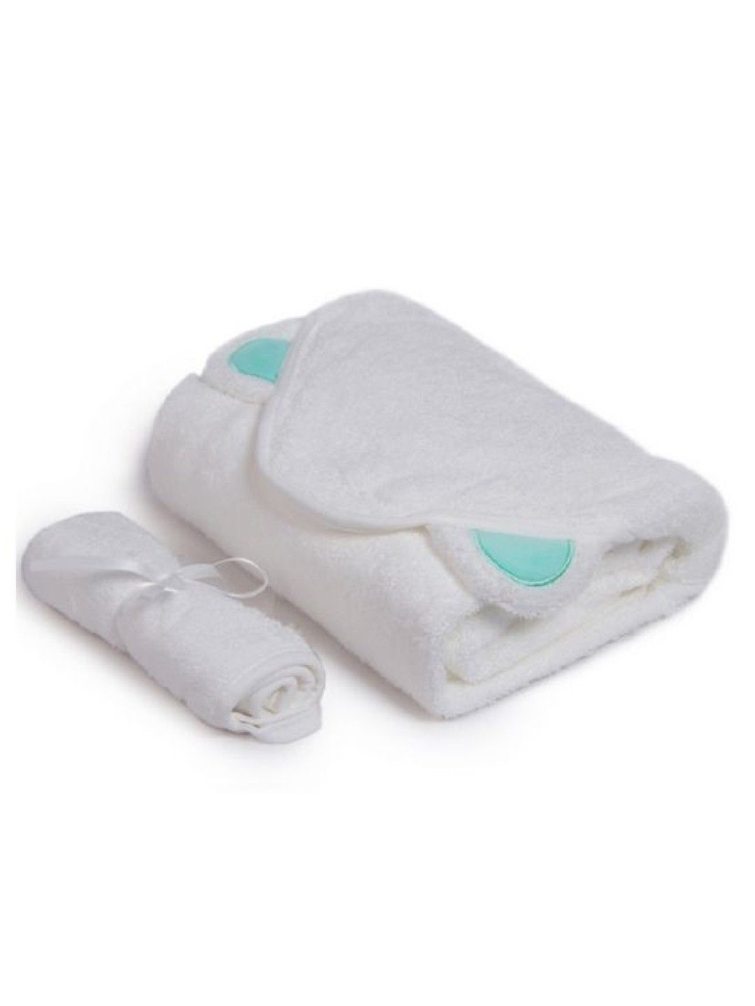 Nuborn Baby Essentials Bamboo Hooded Towel with Washcloth Set (White- Image 2)