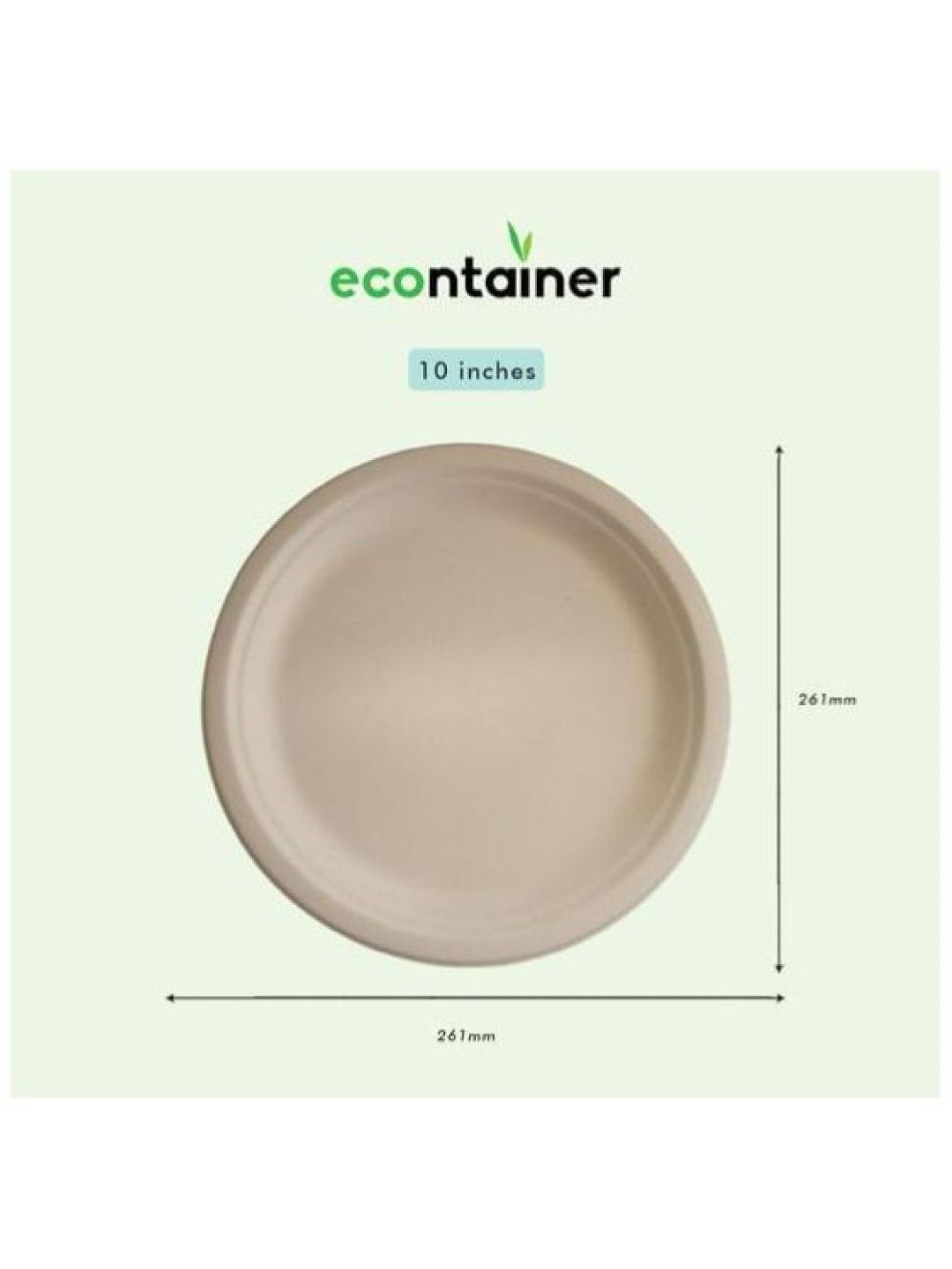 Econtainer Sugarcane Bagasse Plate Compostable and Eco-friendly (10 inches) - Pack of 50 (No Color- Image 4)