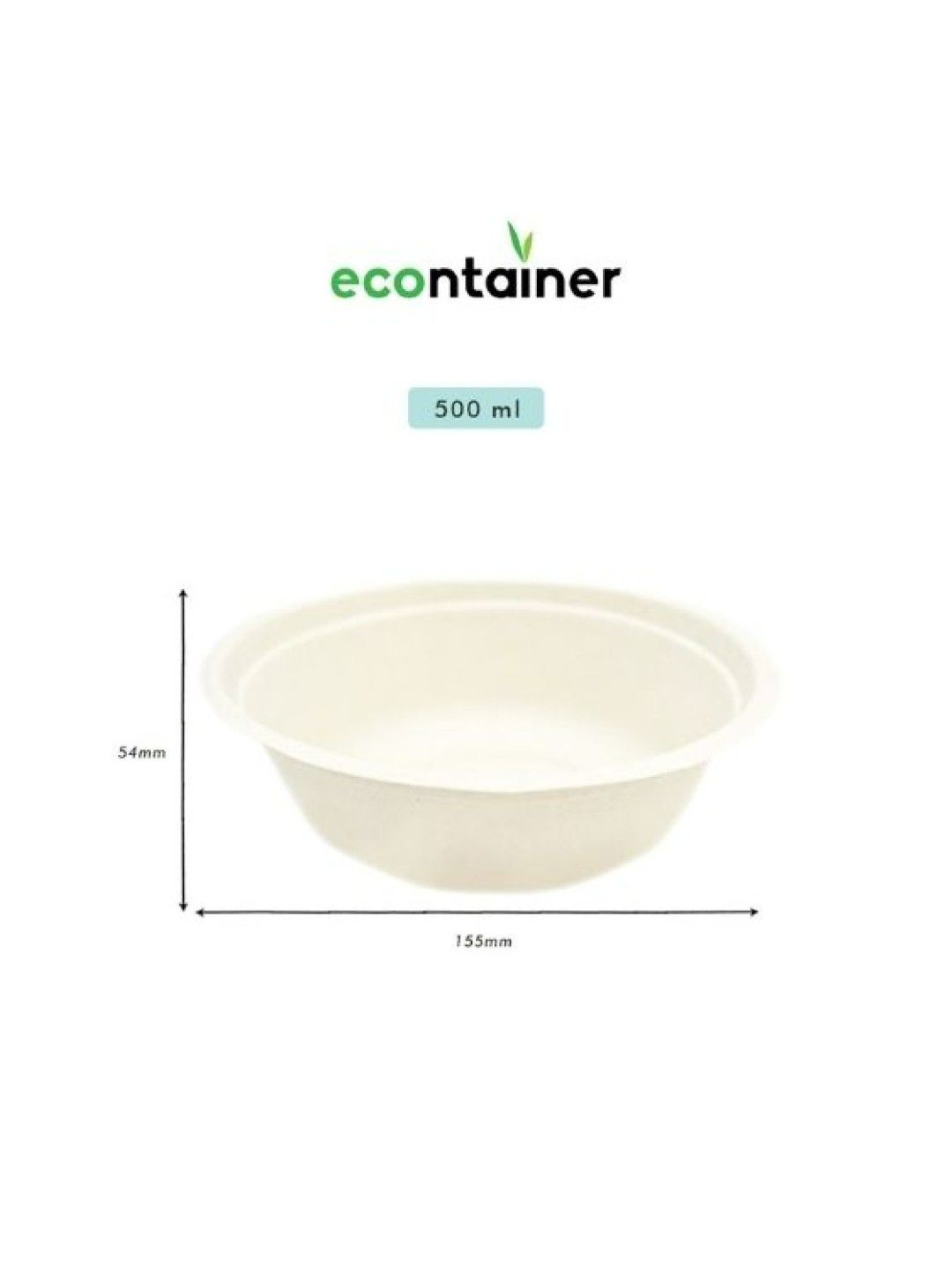 Econtainer Sugarcane Bagasse Classic Bowl Compostable and Eco-friendly (500ml) - Pack of 50 (without Lid- Image 4)