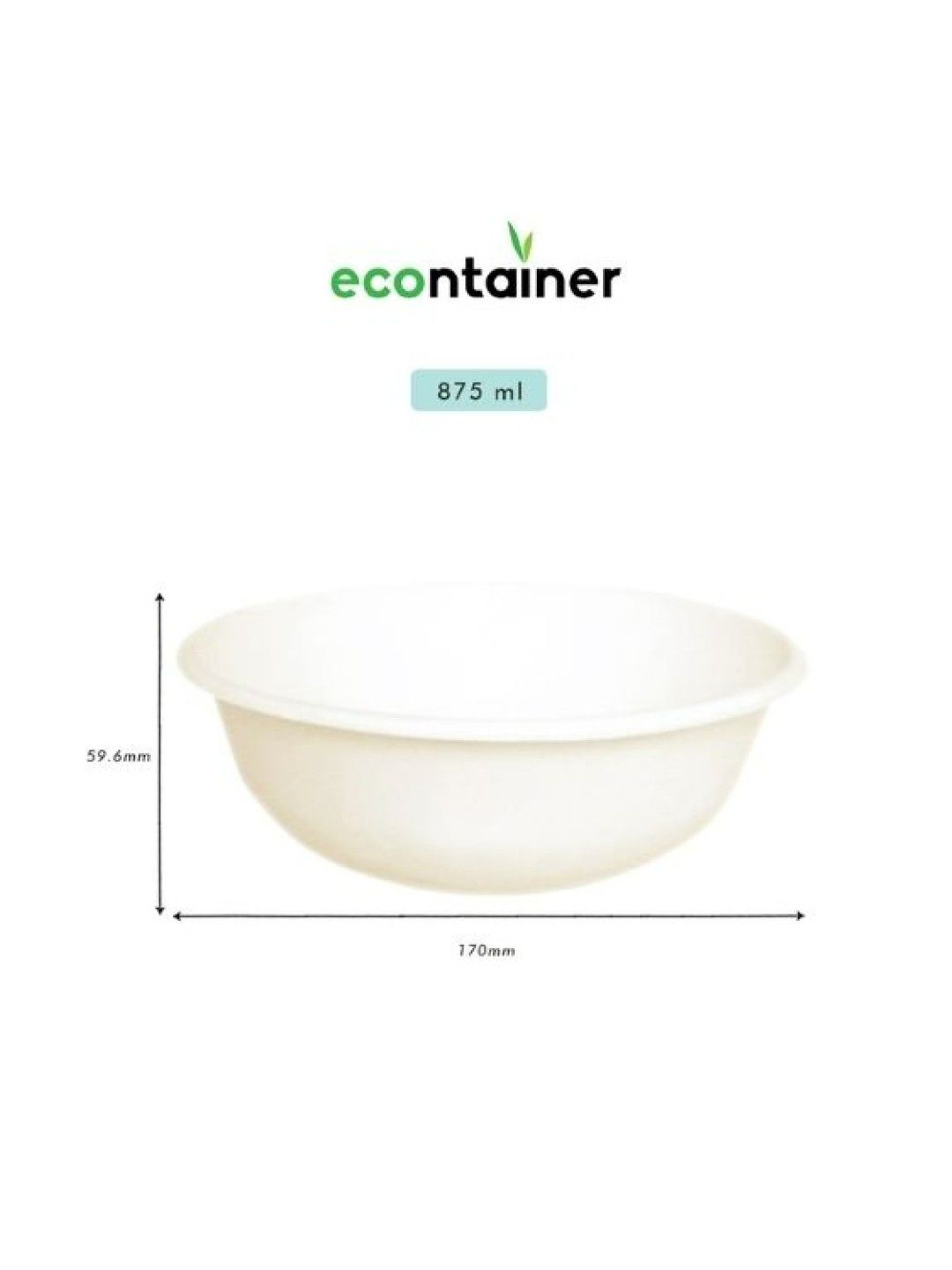 Econtainer Sugarcane Bagasse Classic Bowl Compostable and Eco-friendly (875ml) - Pack of 50 (with Lid- Image 4)