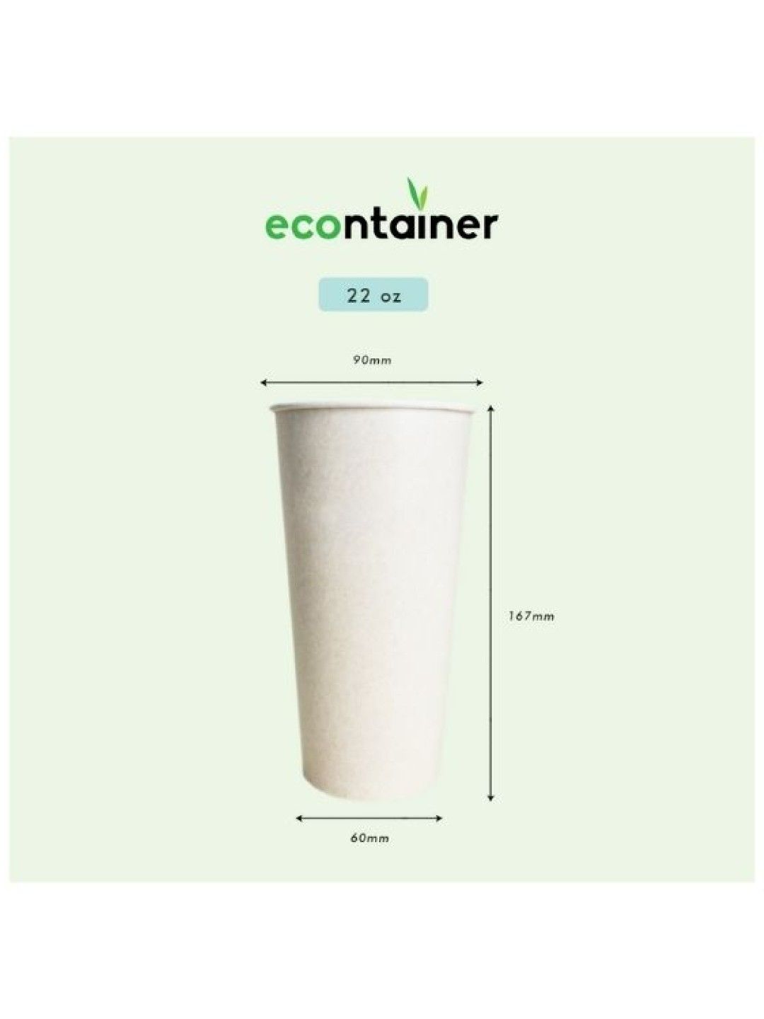 Econtainer Sugarcane Bagasse Cold Cup Compostable and Eco-friendly (22oz) - Pack of 50 (with Lid- Image 4)