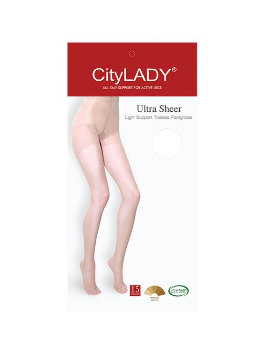 CityLady Ultra Sheer Light Support Toeless Pantyhose (skintone beige- Image 2)