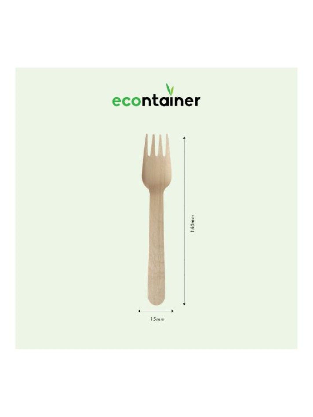Econtainer Birchwood Fork Compostable and Eco-friendly - Pack of 100 (No Color- Image 4)