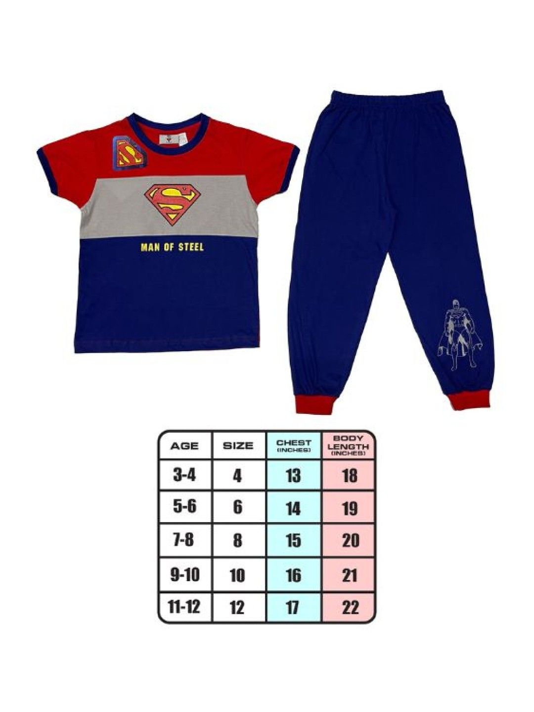 Warner Brothers DC Comics Superman Man Of Steel Logo Pajama Set (No Color- Image 4)