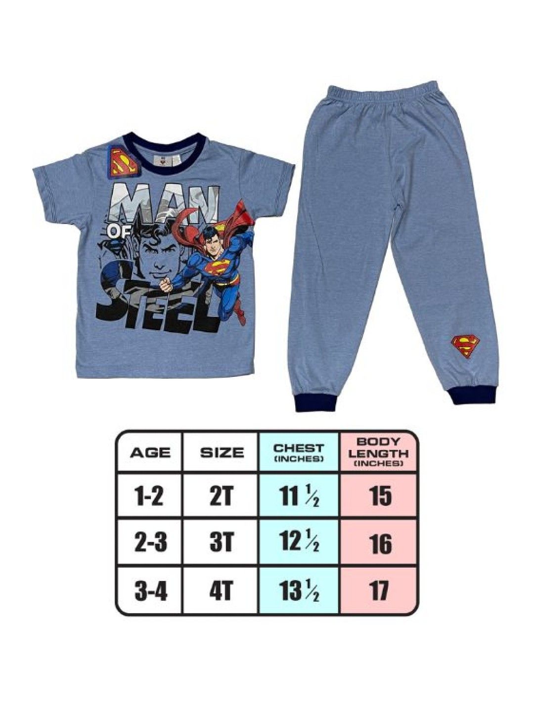 Warner Brothers DC Comics Superman Man Of Steel Pajama Set (No Color- Image 4)