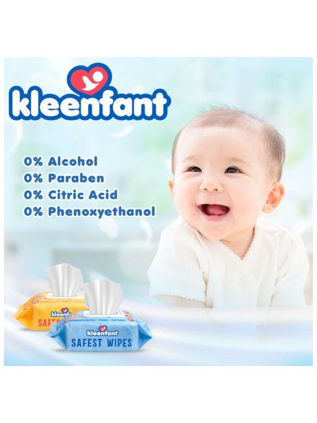 Kleenfant Unscented Baby Wipes (108 sheets) Pack of 10 (No Color- Image 4)