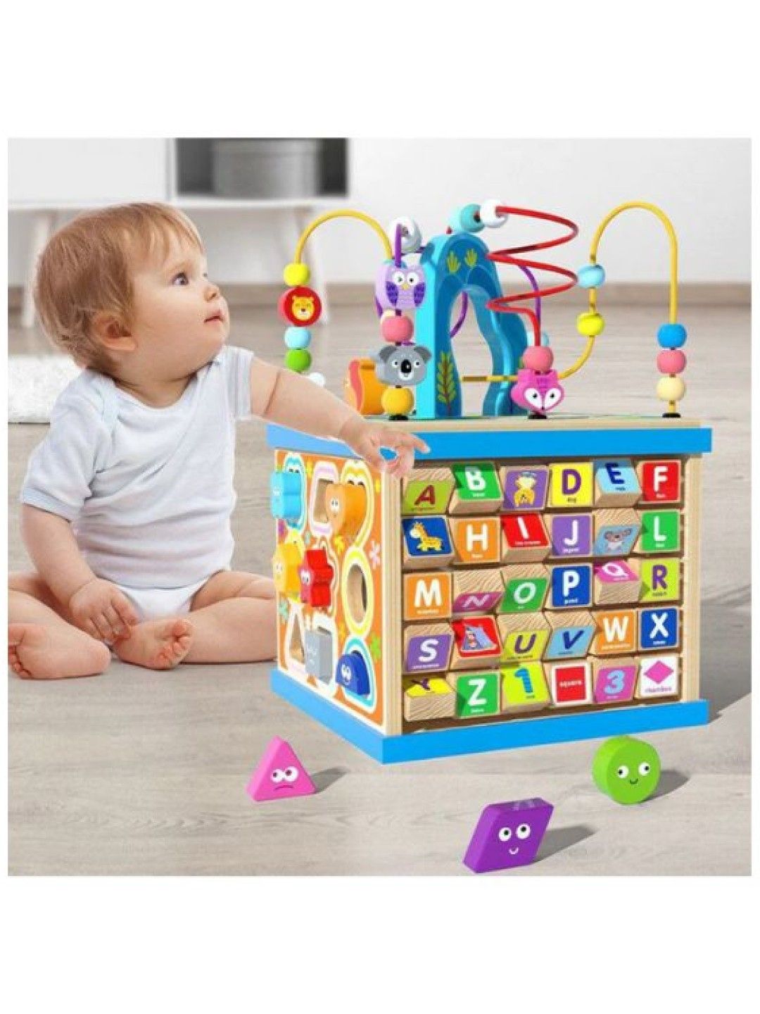 QT Hub 5 Sides Wooden Cube Toy (No Color- Image 4)