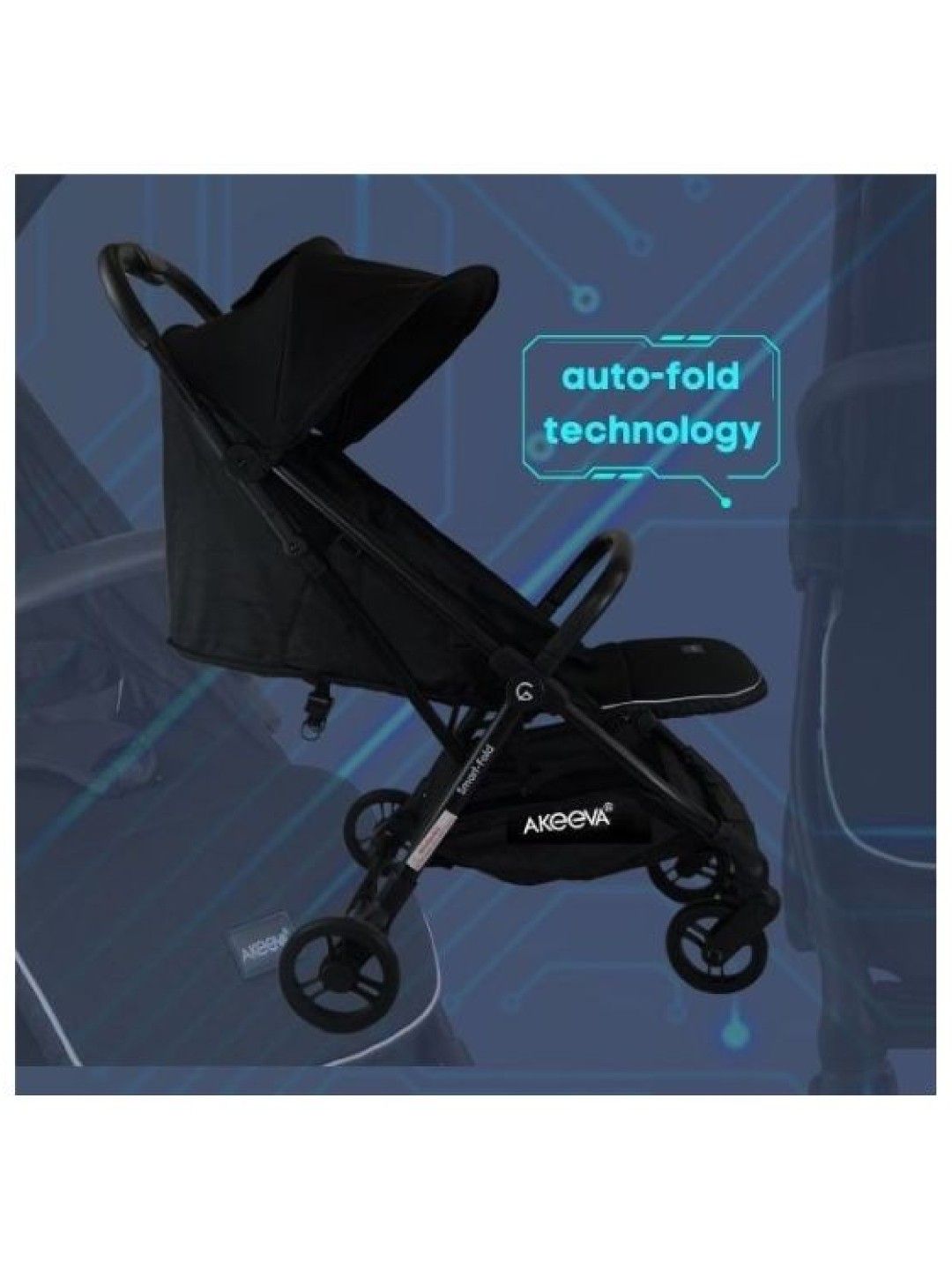 Akeeva Self-Fold Travel Stroller (Smart-Fold) (Black- Image 4)