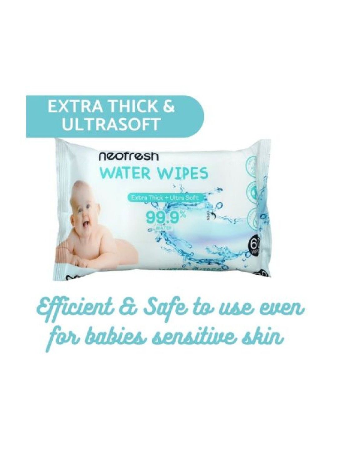 Neofresh Baby Water Wipes Unscented - 60pcs (No Color- Image 4)