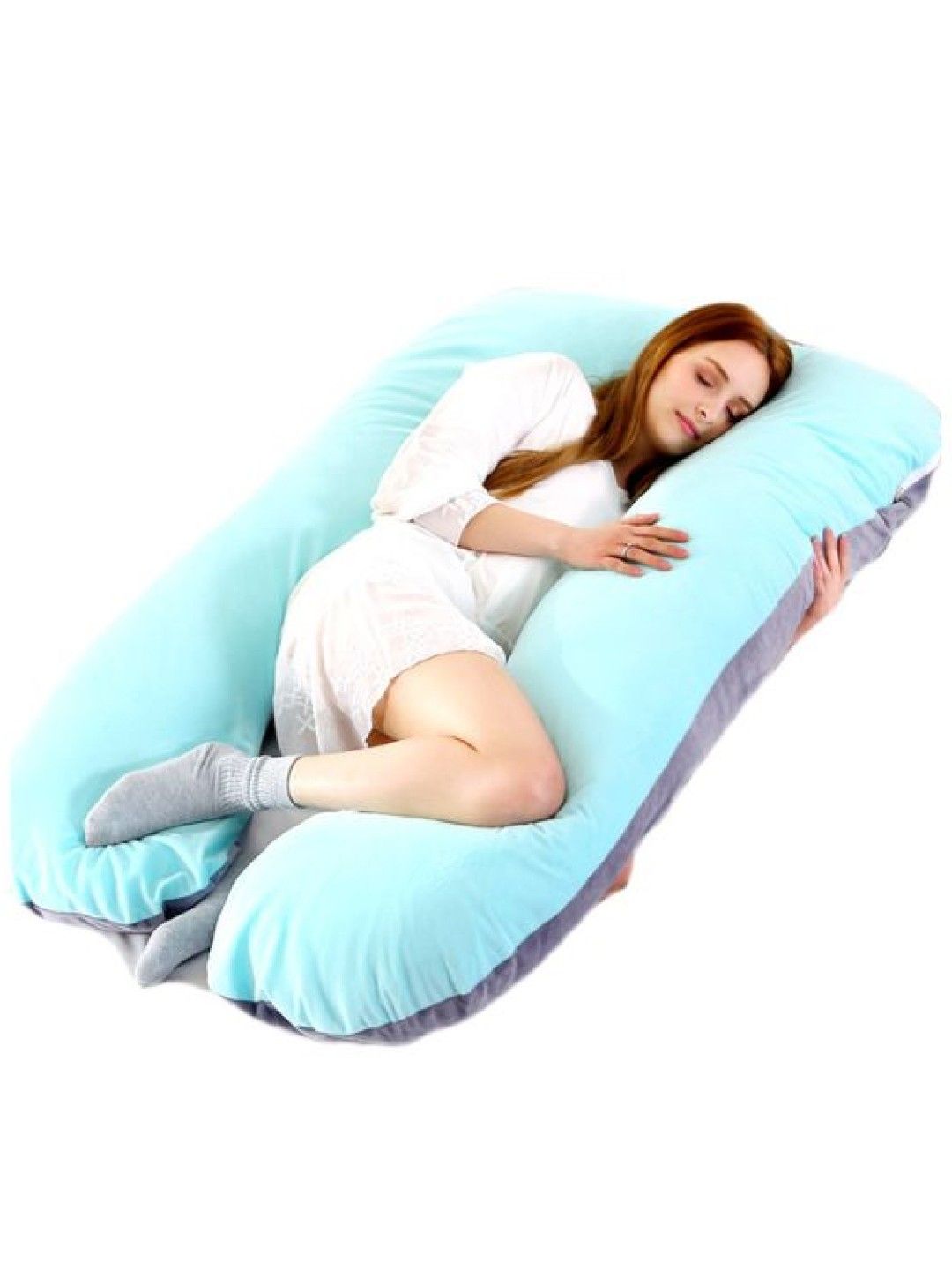 Kozy Blankie Premium U-Shaped Pregnancy Pillow w/ Free Case (Grey Dino- Image 4)