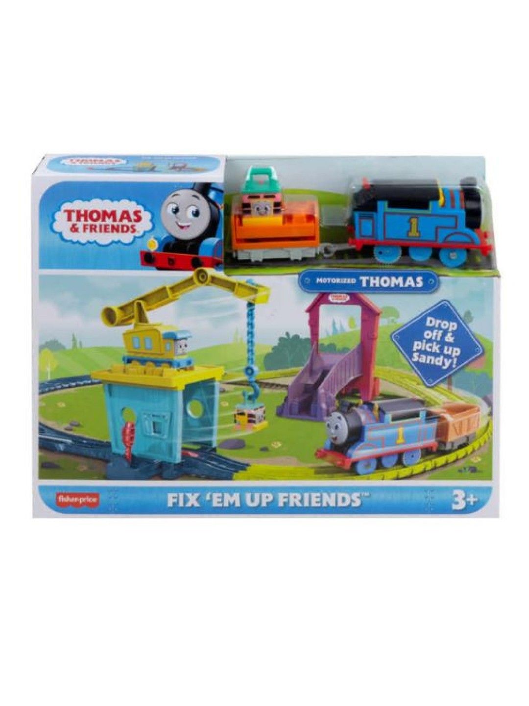 Thomas & Friends Train Set With Carly the Crane Sandy And Motorized Thomas, Fix ‘Em Up Friends (No Color- Image 4)