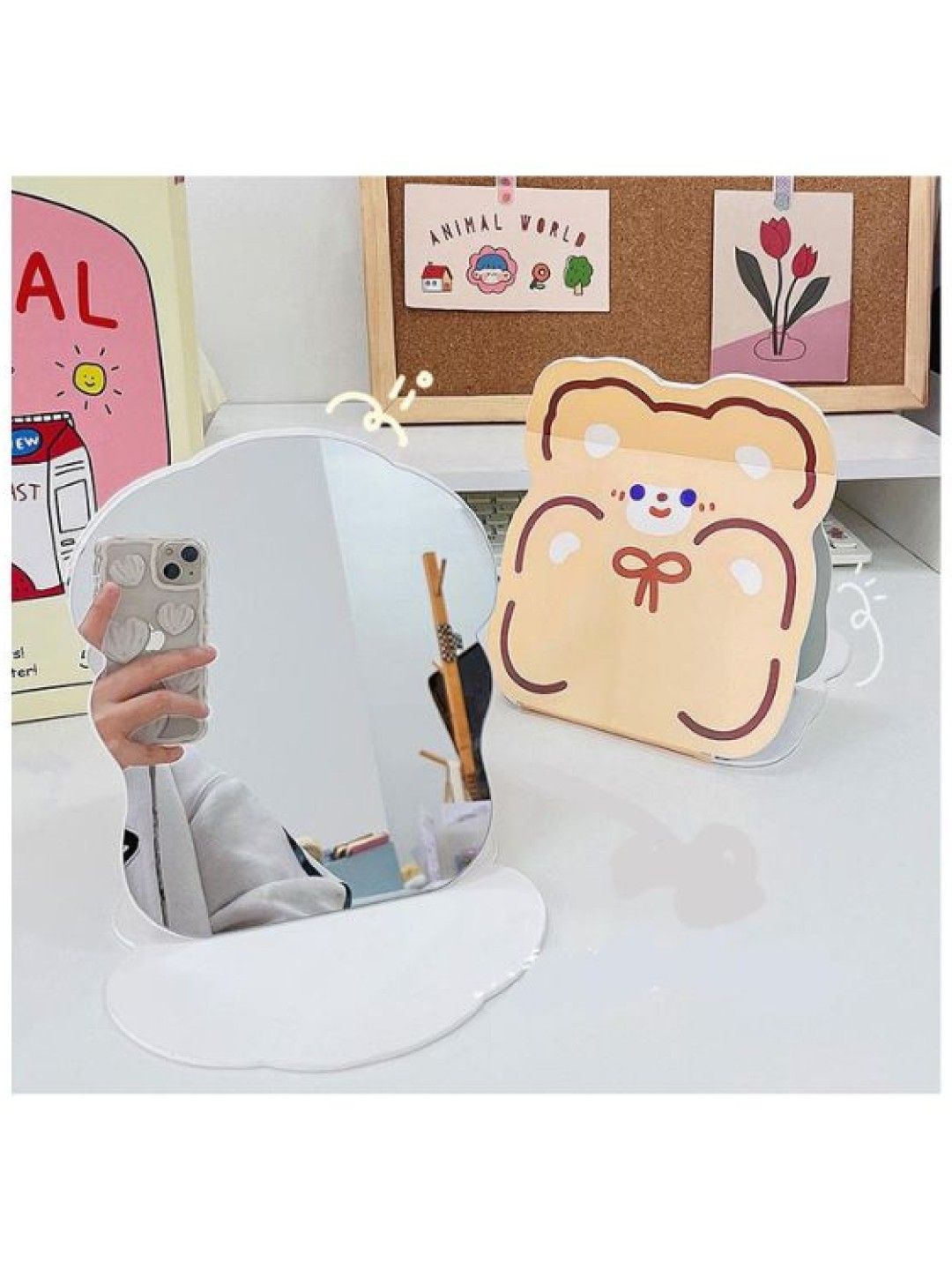 Scenti Flip Type Foldable Mirror (Bear- Image 3)
