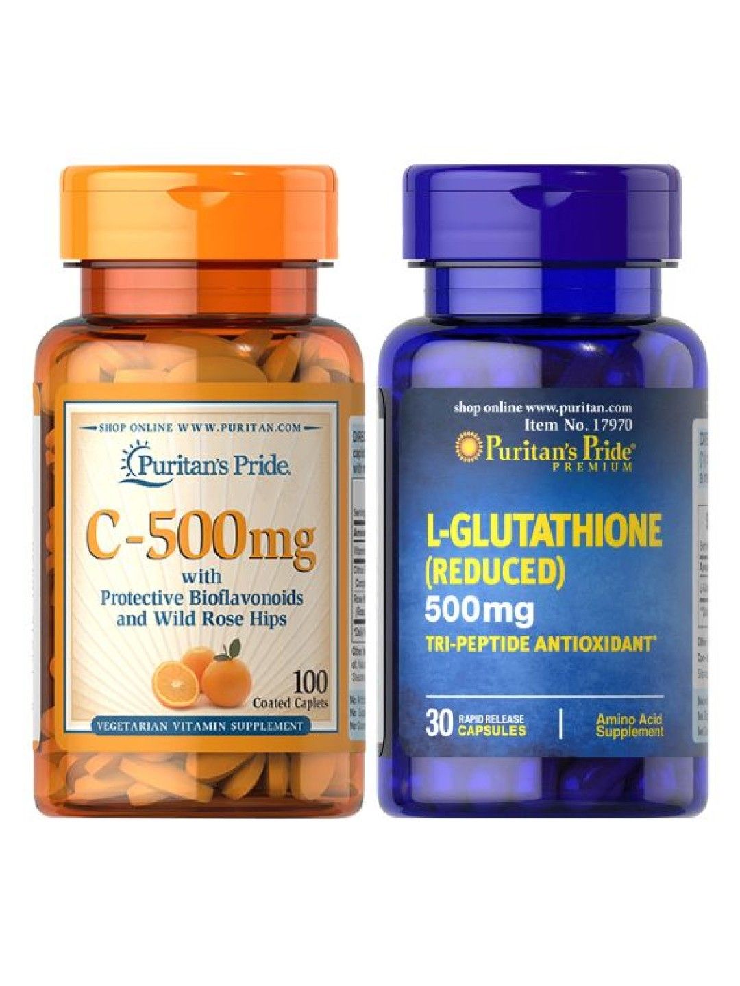 Puritan's Pride Beauty and Skin Pack B (Vitamin C-500 mg and L-Glutathione 500 mg) (No Color- Image 1)