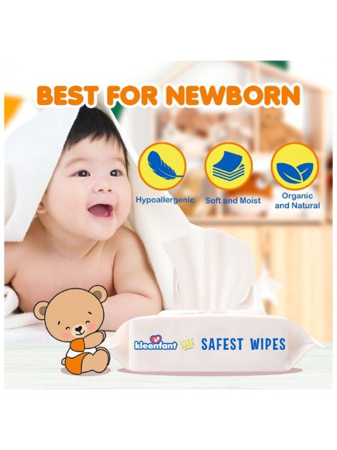 Kleenfant Lite Papaya Scent Baby Wipes 80 sheets (No Color- Image 4)