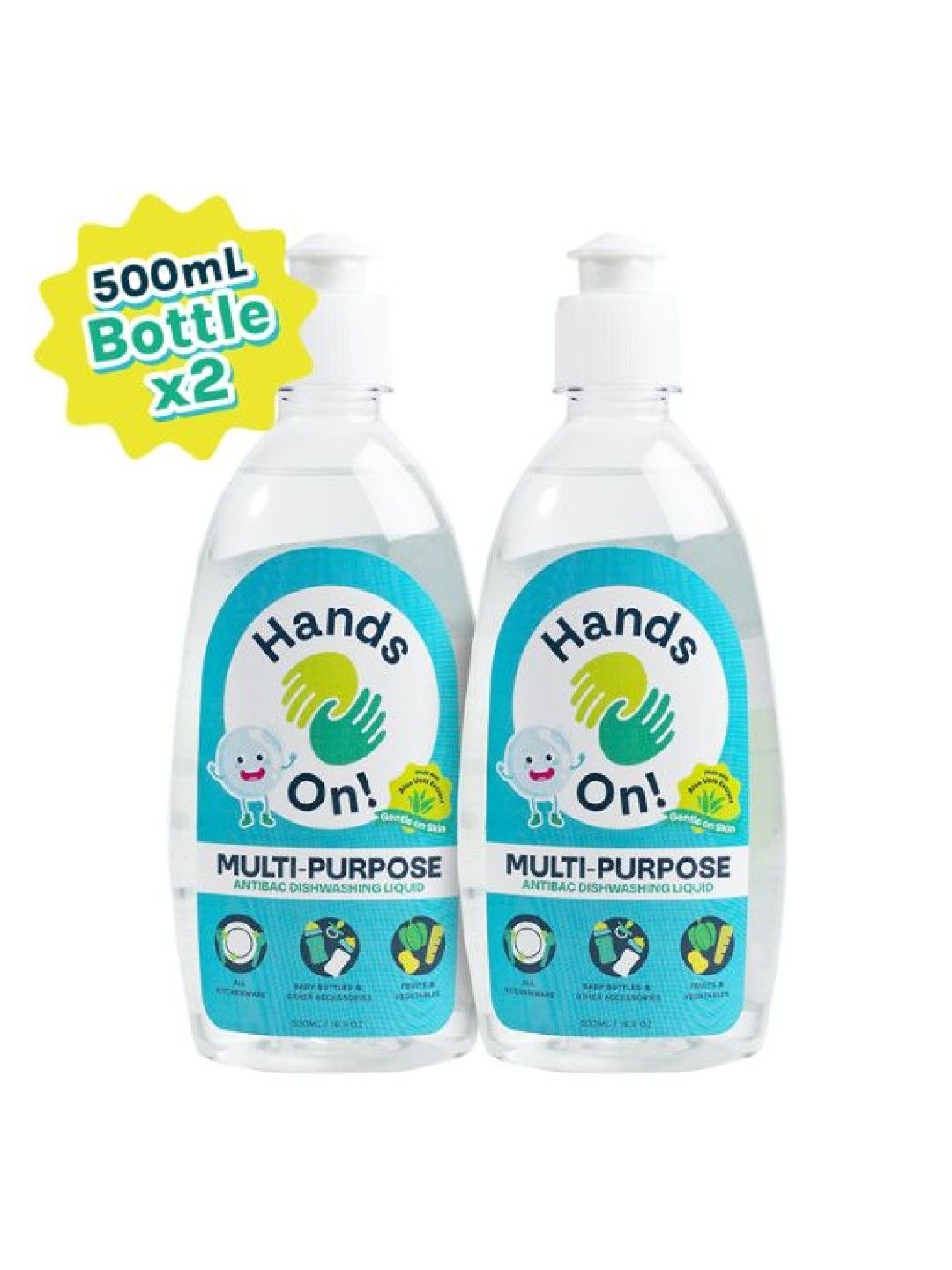 Hands-On! Multipurpose Dishwashing Liquid 500ml Bottle Duo