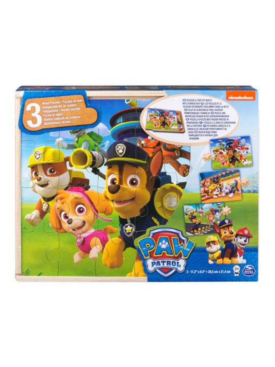 Spin Master Games Paw Patrol Wood 3 Pack Puzzle in Wood Storage Tray