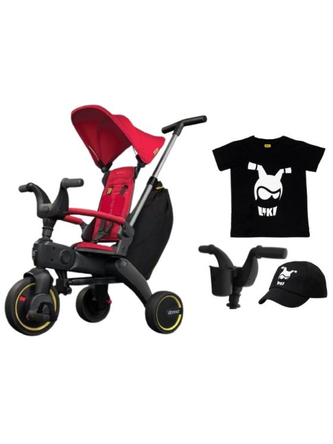 Doona Liki Trike S3 Flame Red with FREE Cup Holder, Shirt, and Cap