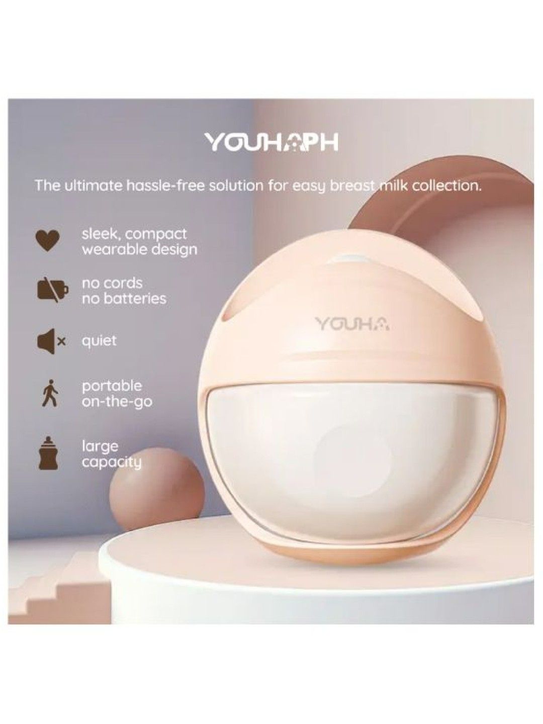 Youha POD Wearable Silicone Breast Milk Collector | Manual In-Bra No-motor Breast Pump (No Color- Image 4)