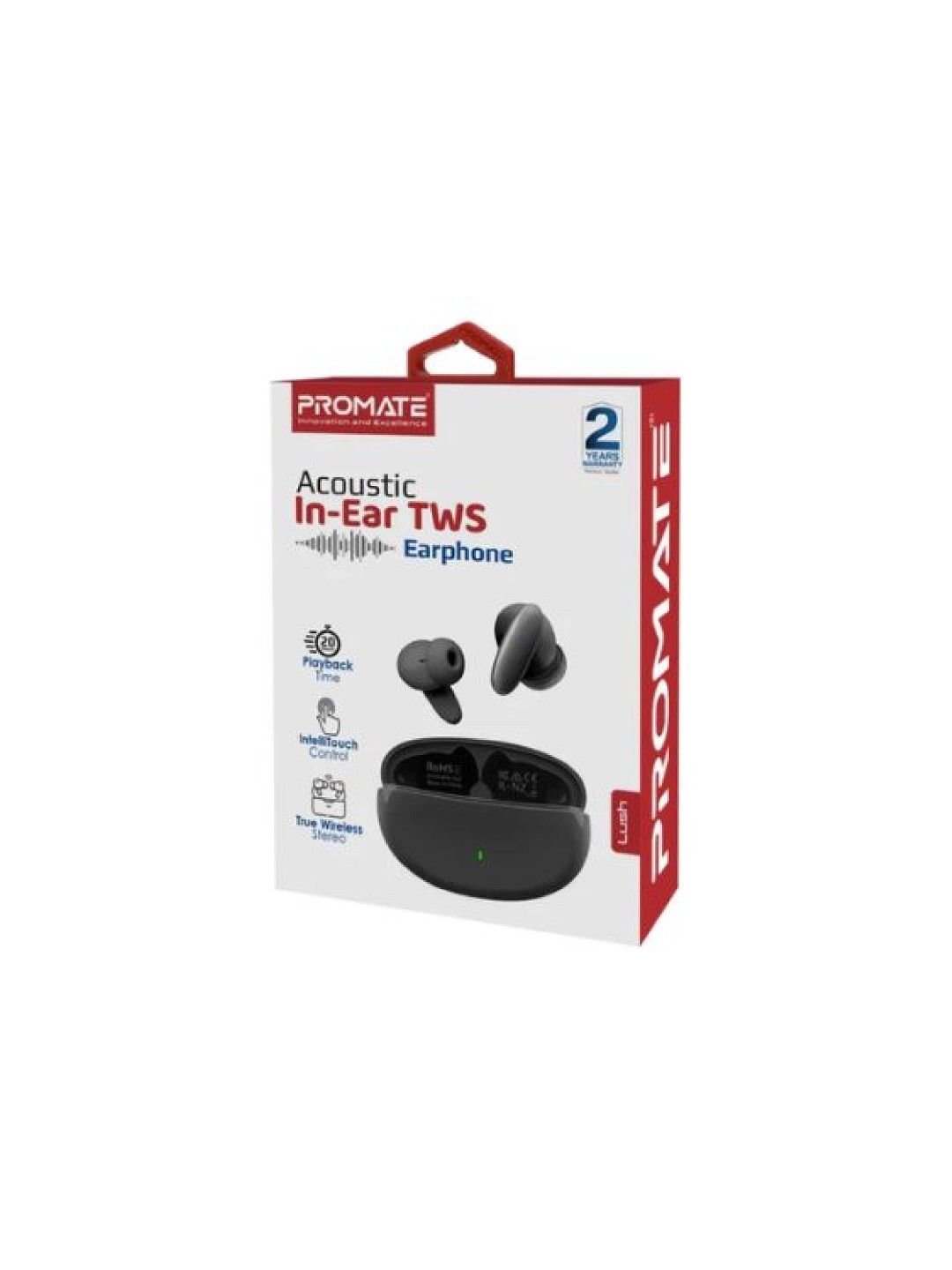 Promate LUSH Acoustic In-Ear TWS Earphone (Black- Image 4)