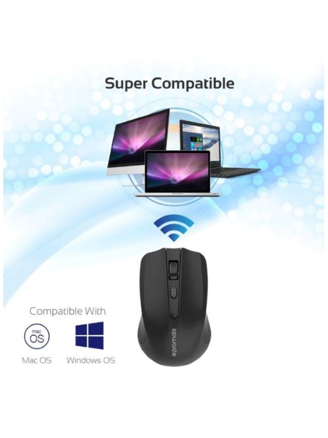 Promate CLIX-8 2.4GHz Wireless Ergonomic Optical Mouse (Black- Image 4)