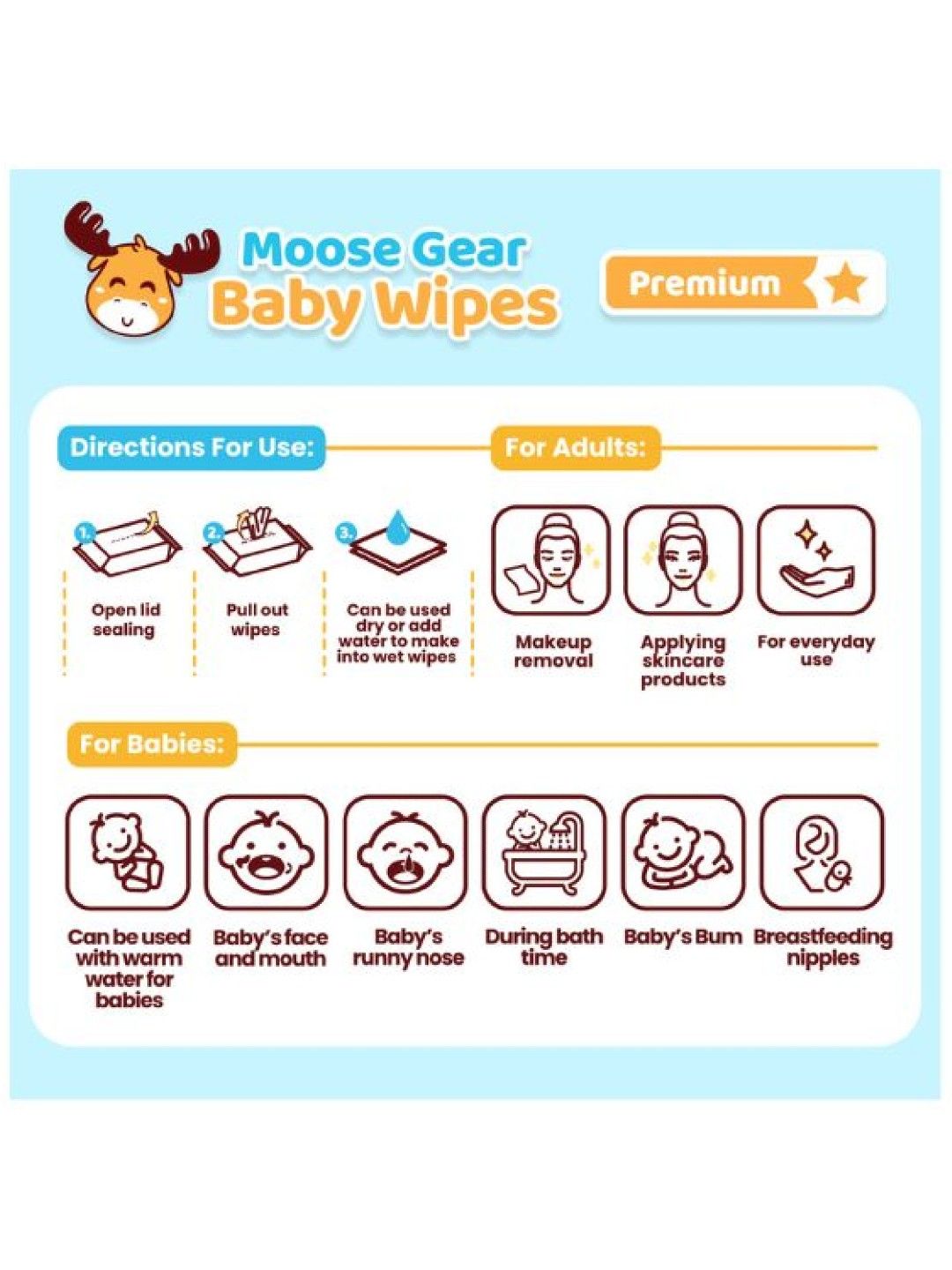 Moose Gear Baby Pure Dry Cotton Cleansing Wipes for Babies and Adults (60’s) (No Color- Image 4)