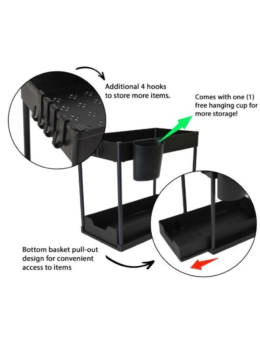 Ayousin Under Sink Organizer (Black- Image 4)