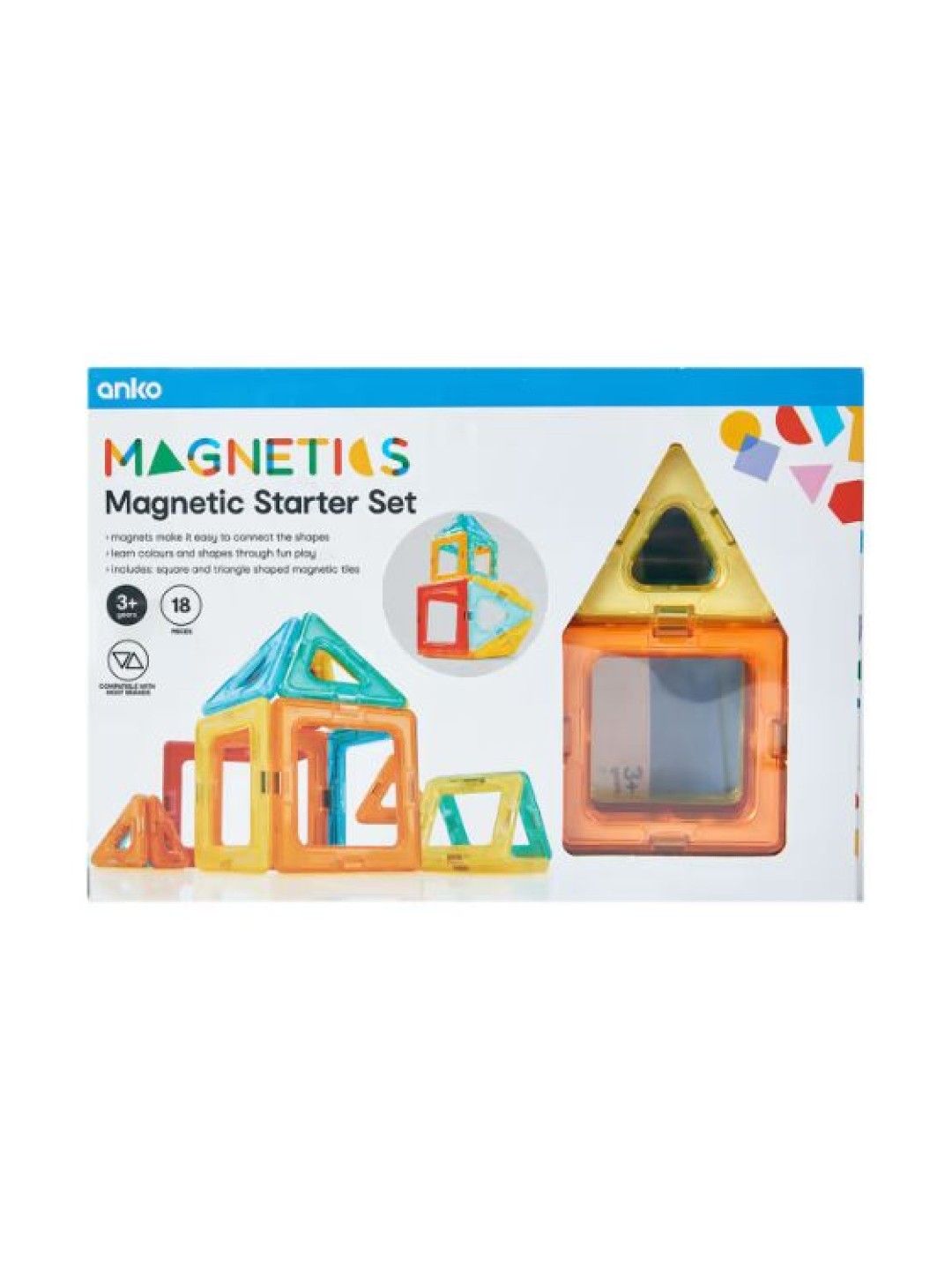 Anko 18 Piece Magnetic Tiles Set (Multicolor- Image 4)