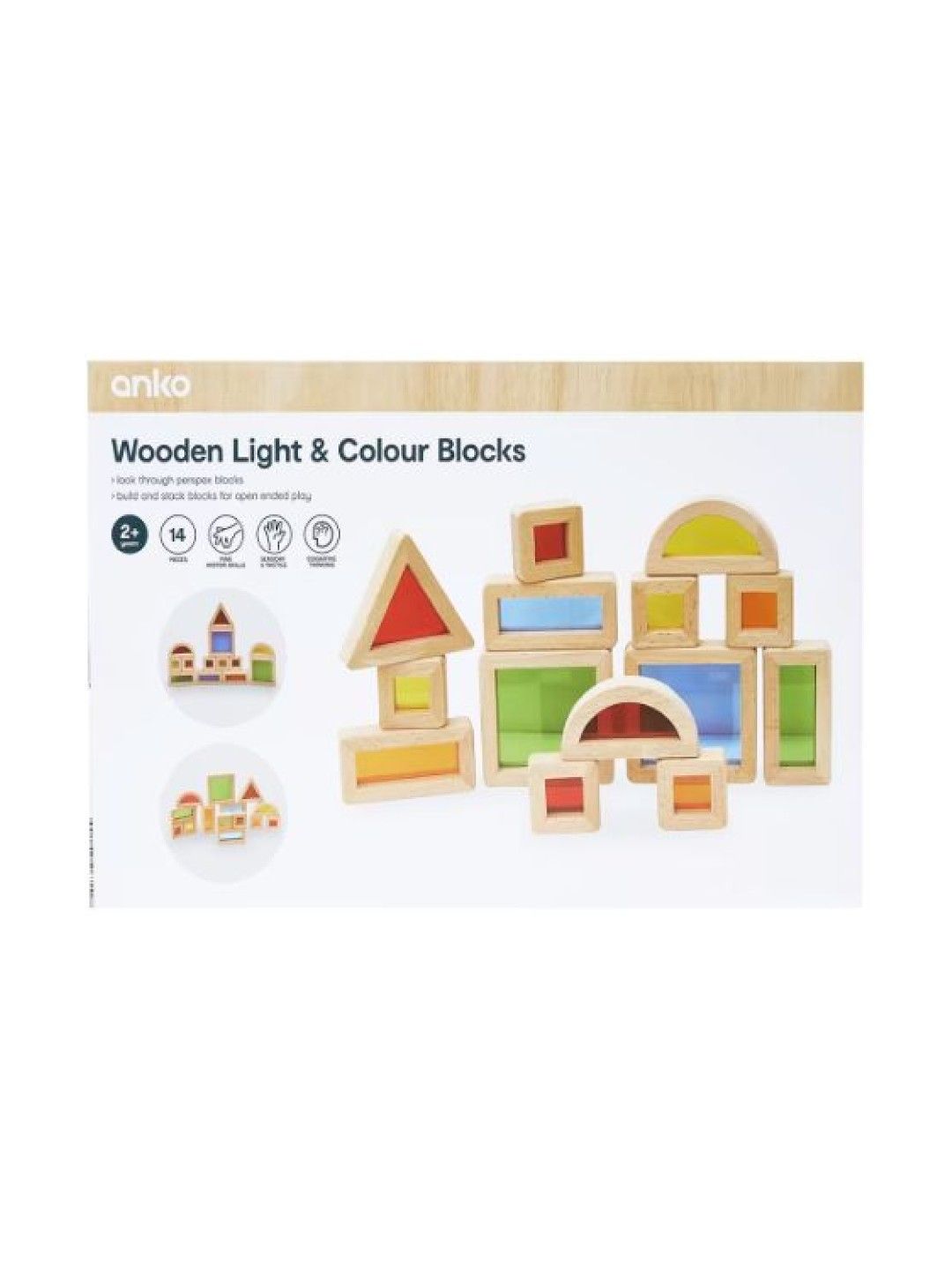 Anko Wooden Light and Colour Blocks (14pcs) (Assorted- Image 4)