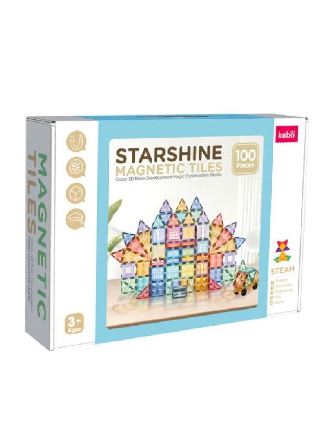 Kebo Starshine Magnetic Tiles (100pcs.) (No Color- Image 4)