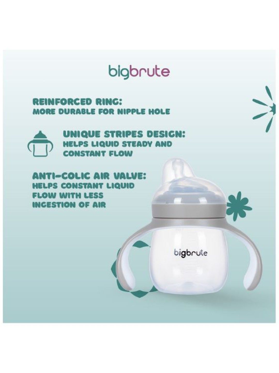 Big Brute Training Bottle (180ml) (Grey- Image 4)