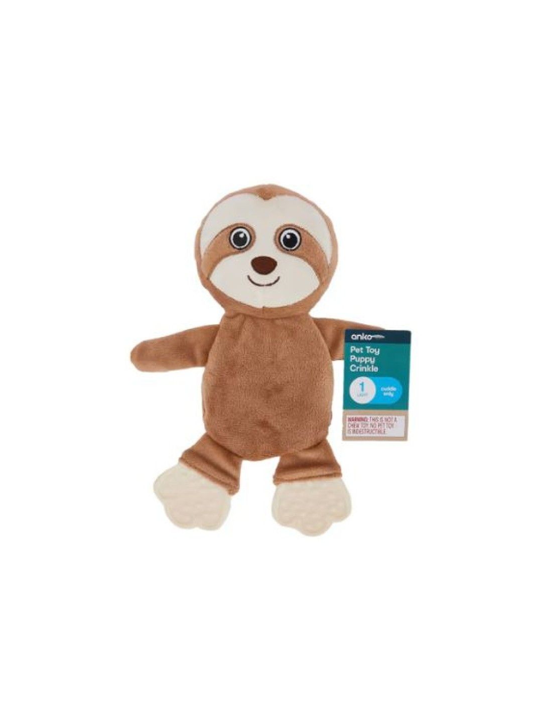 Anko Pet Toy Puppy Crinkle Sloth (Brown- Image 4)