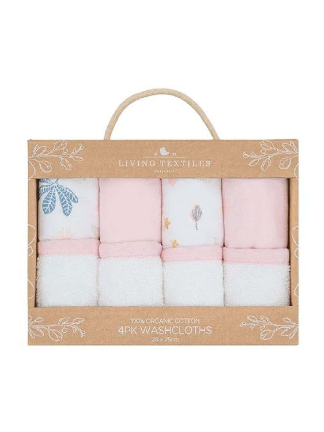 Living Textiles Organic Muslin 4-Pack Wash Cloths - Botanical and Blush (No Color- Image 4)