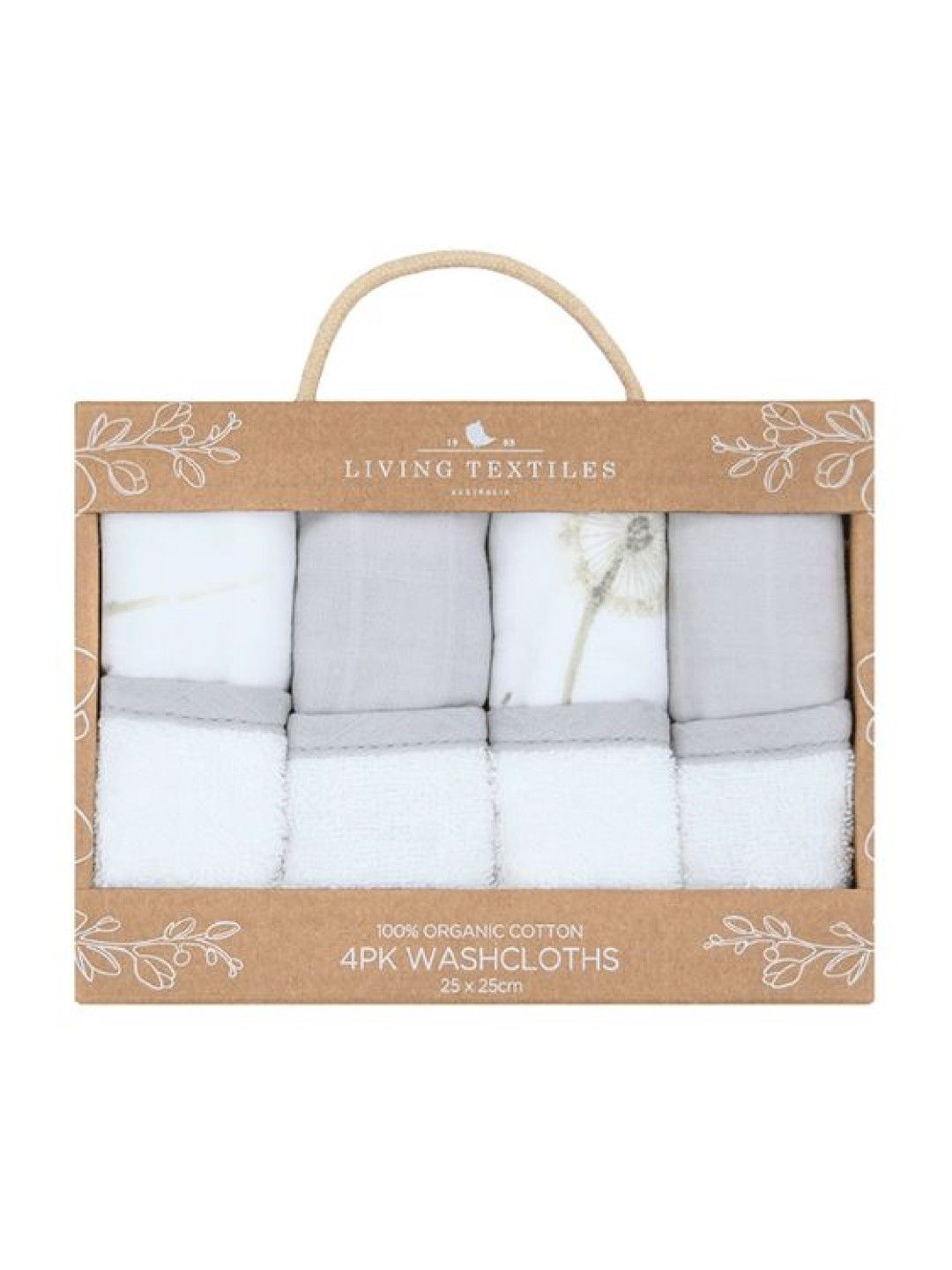 Living Textiles Organic Muslin 4-Pack Wash Cloths - Dandelion/Grey (No Color- Image 4)