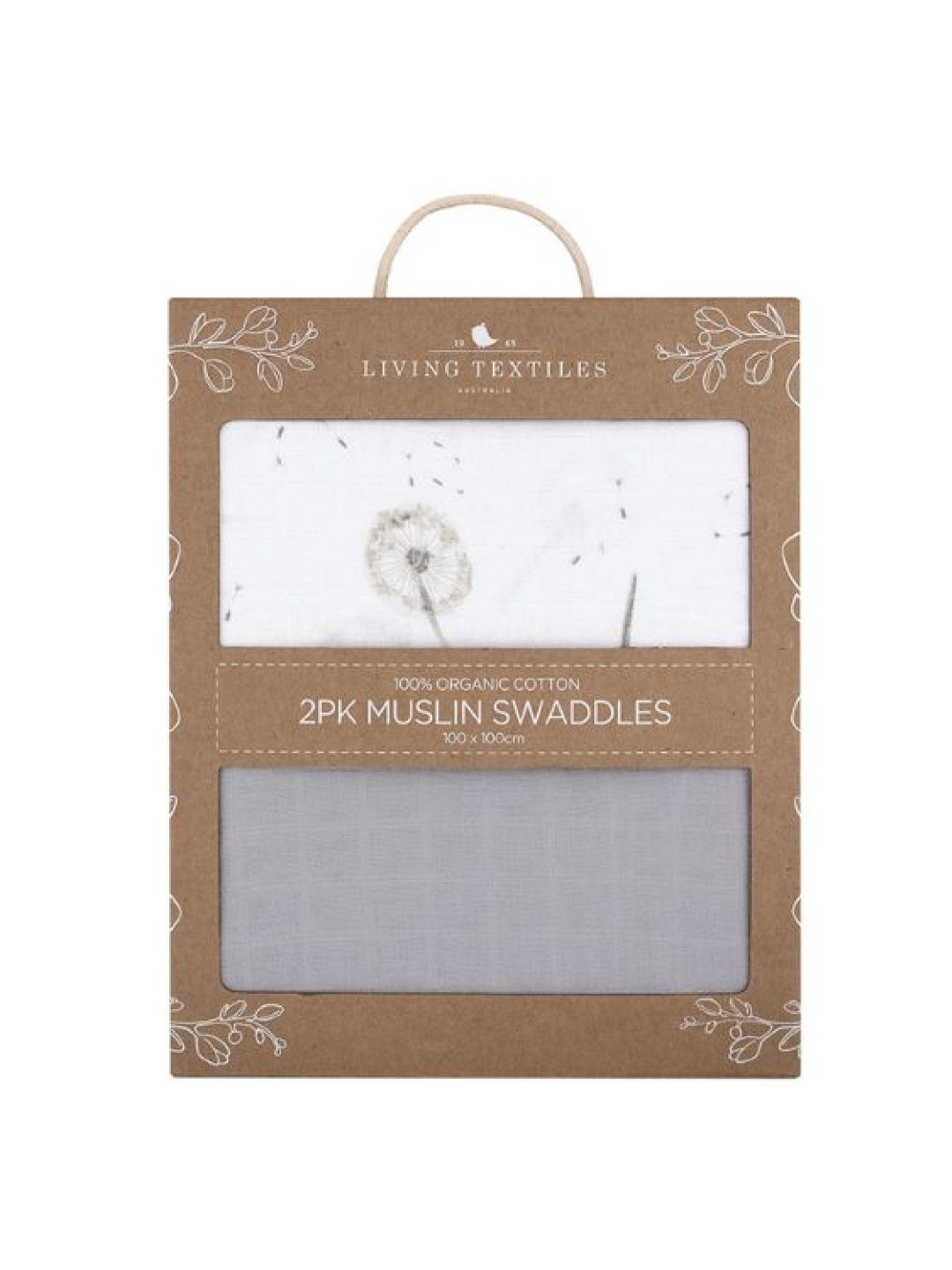 Living Textiles Organic Muslin 2-Pack Swaddle Wraps - Dandelion/Grey (No Color- Image 3)