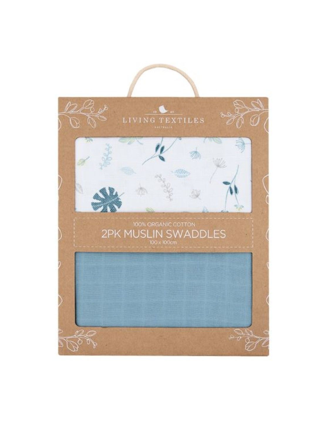 Living Textiles Organic Muslin 2-Pack Swaddle Wraps - Banana Leaf/Teal (No Color- Image 3)