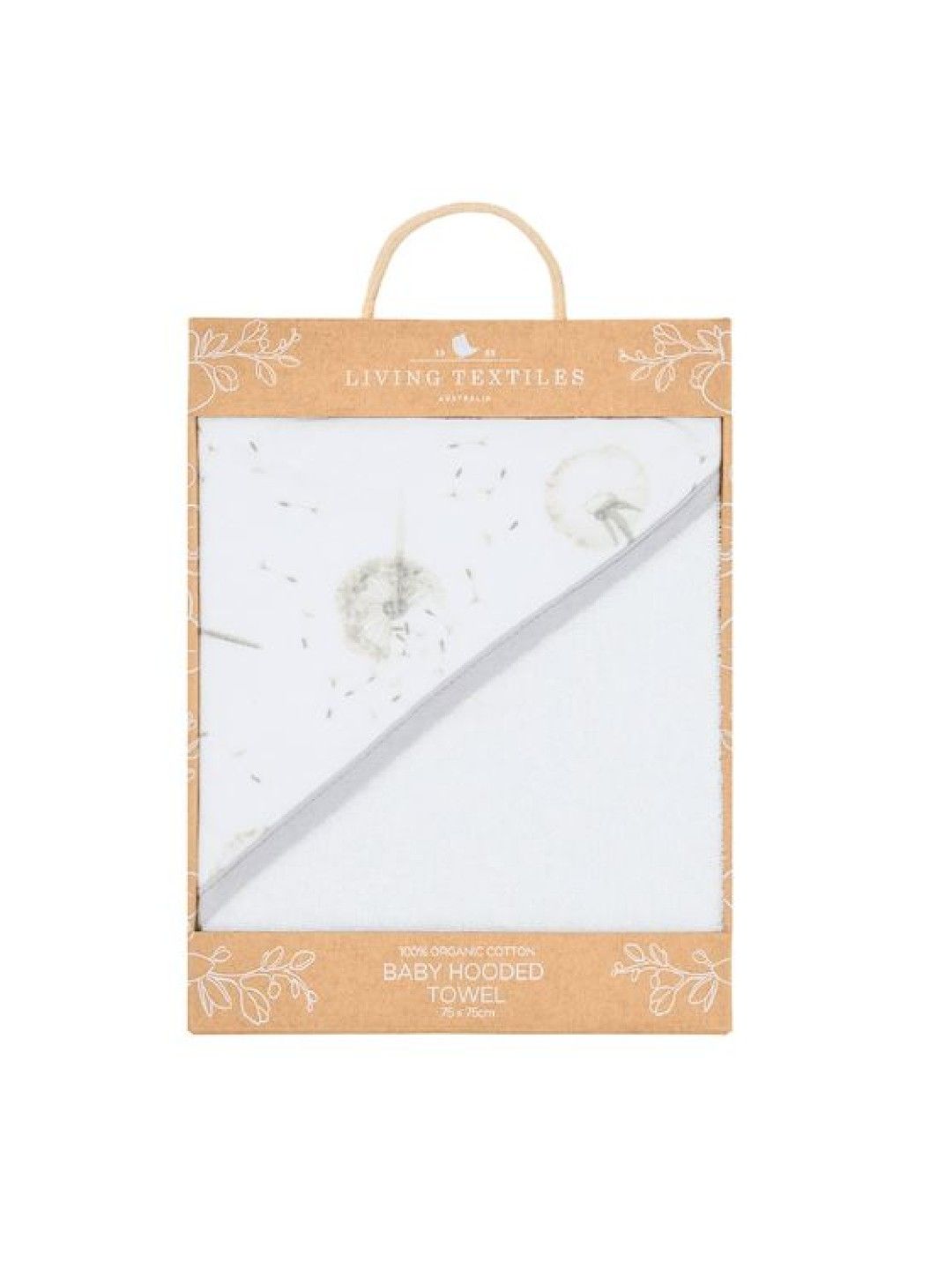 Living Textiles Organic Muslin Hooded Towel - Dandelion/Grey (No Color- Image 2)
