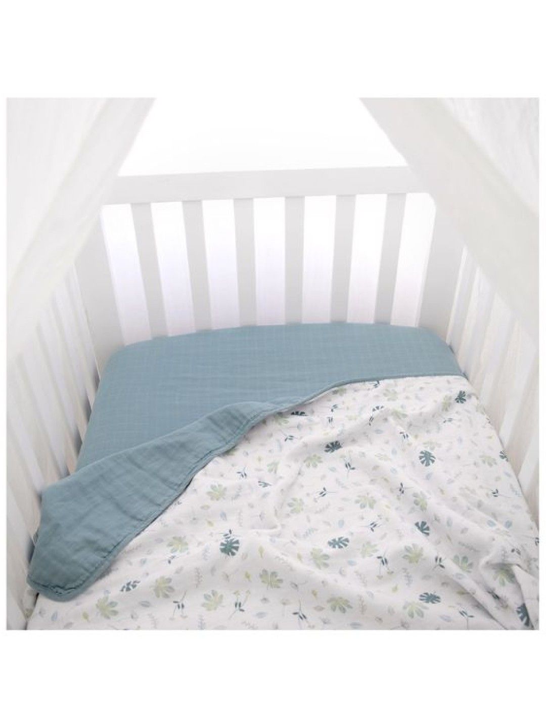 Living Textiles Organic Muslin 2-Pack Cot Fitted Sheets - Banana Leaf/Teal (No Color- Image 3)