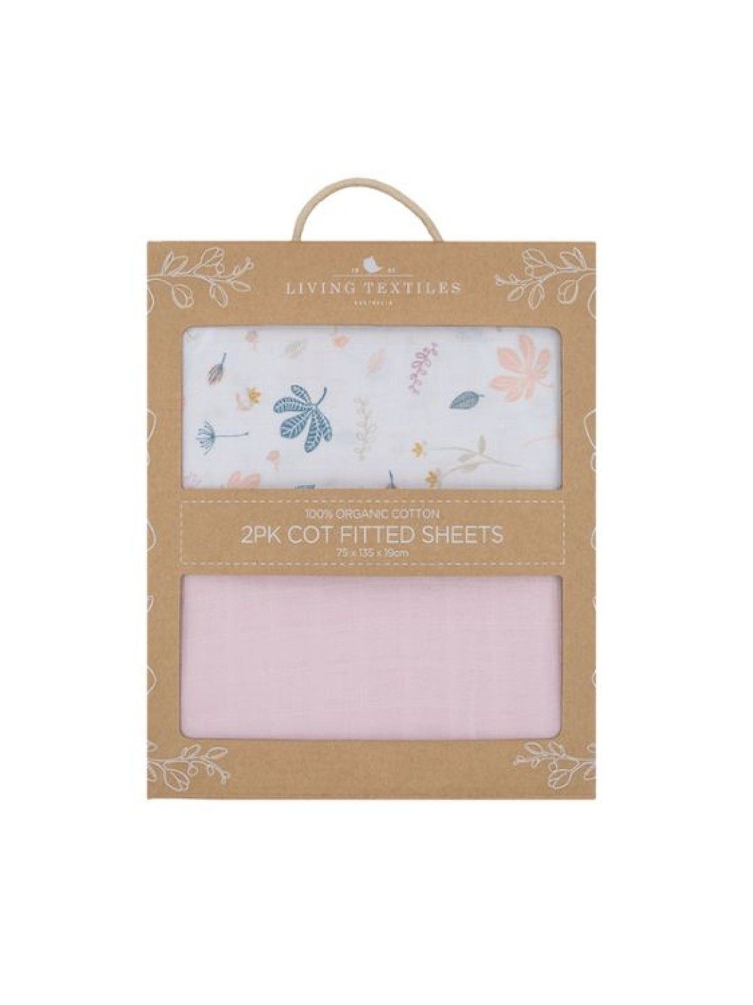 Living Textiles Organic Muslin 2-Pack Cot Fitted Sheets - Botanical/Blush