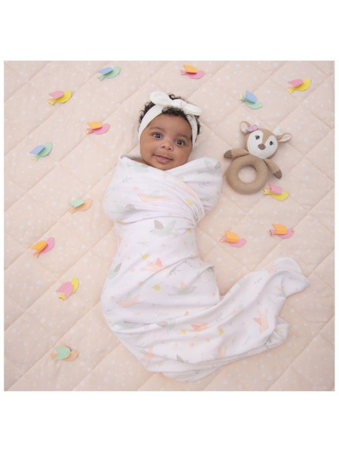 Living Textiles Jersey Swaddle & Rattle Gift Set - Ava/Fawn (No Color- Image 4)