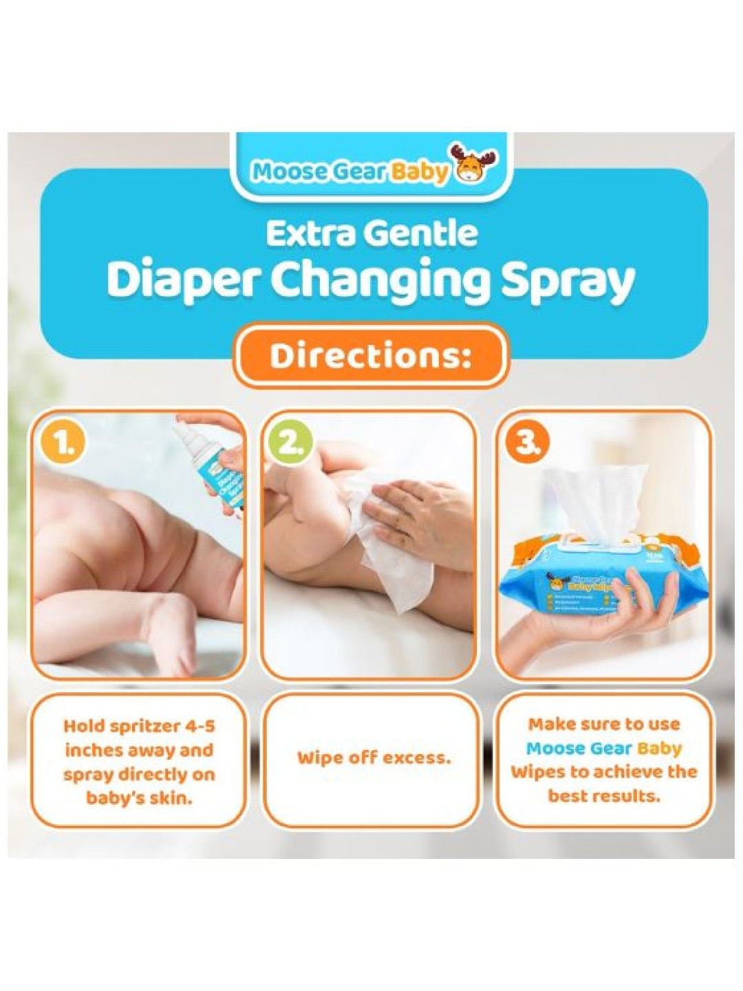 Moose Gear Baby Extra Gentle Diaper Changing Spray (95ml) (No Color- Image 4)