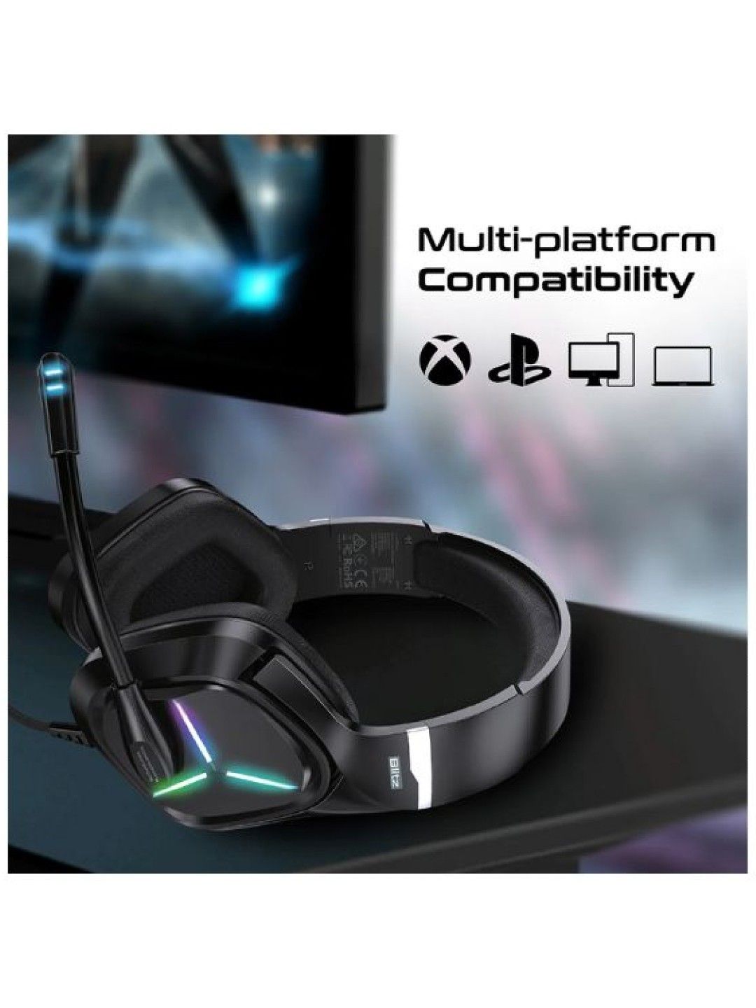 Vertux BLITZ 7.1 Surround Sound Gaming Headphone (Black- Image 4)