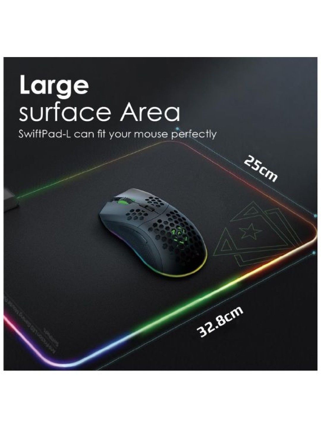 Vertux SWIFTPAD Smooth Scrolling RGB LED Gaming Mouse Pad (Black- Image 4)