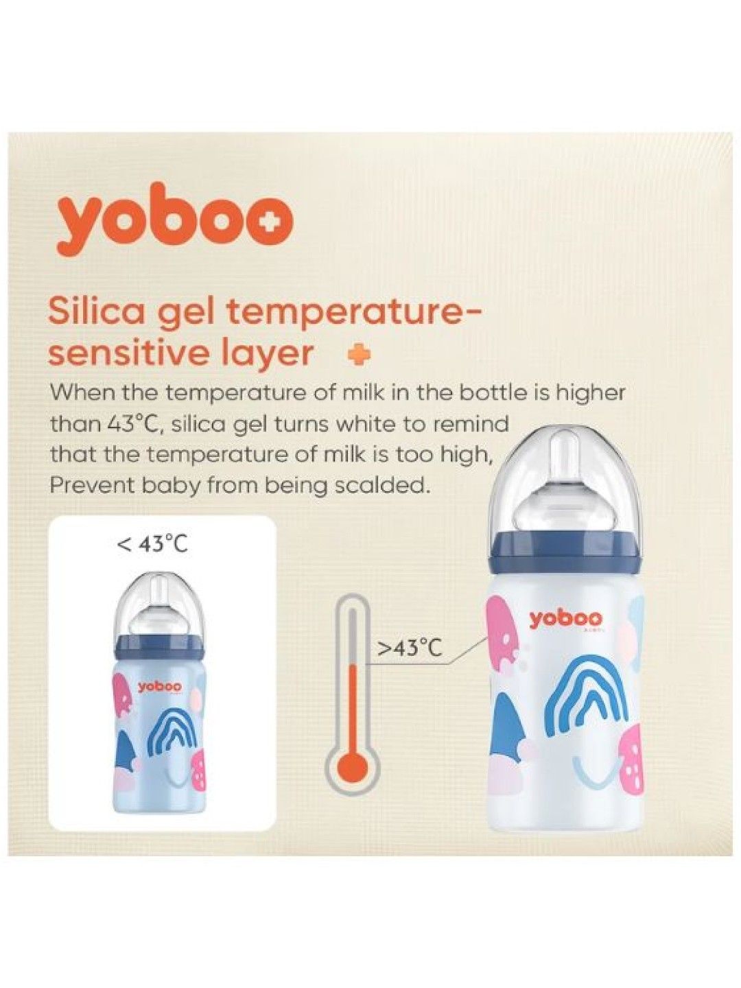 Yoboo Temperature Sensing Glass Milk Bottle (240ml) (No Color- Image 3)