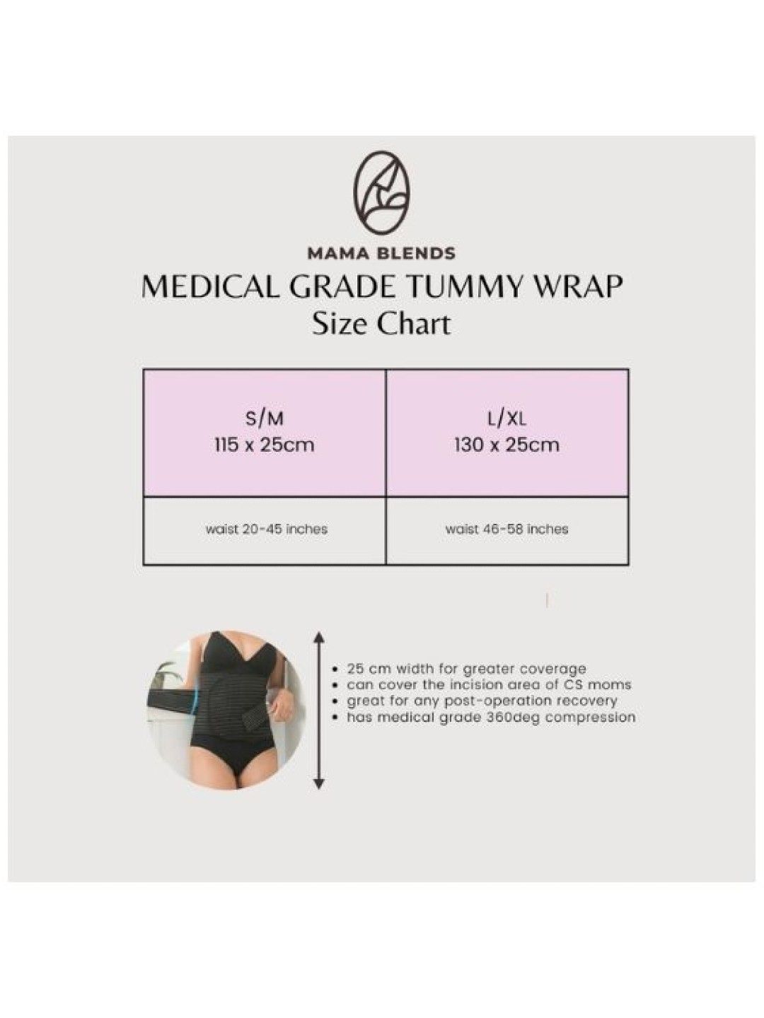 Mama Blends Medical Grade Tummy Wrap Bamboo Charcoal Support Binder (Black- Image 4)