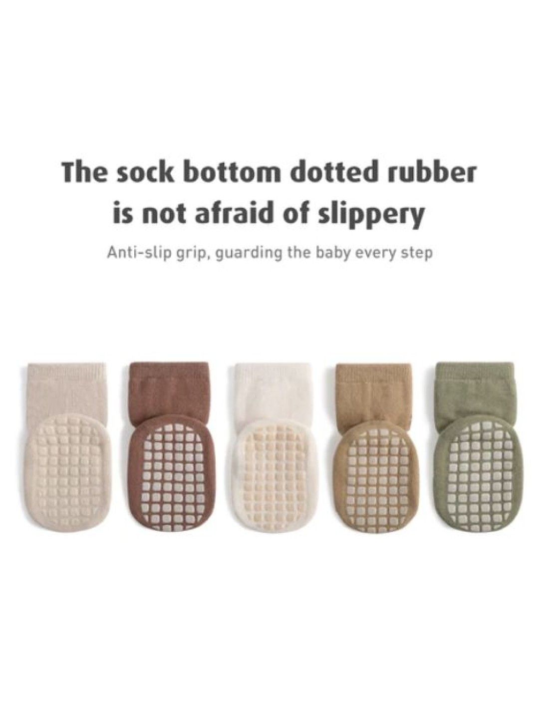 BabyPro Baby Anti-Slip Socks Long One Pair (Brown- Image 3)