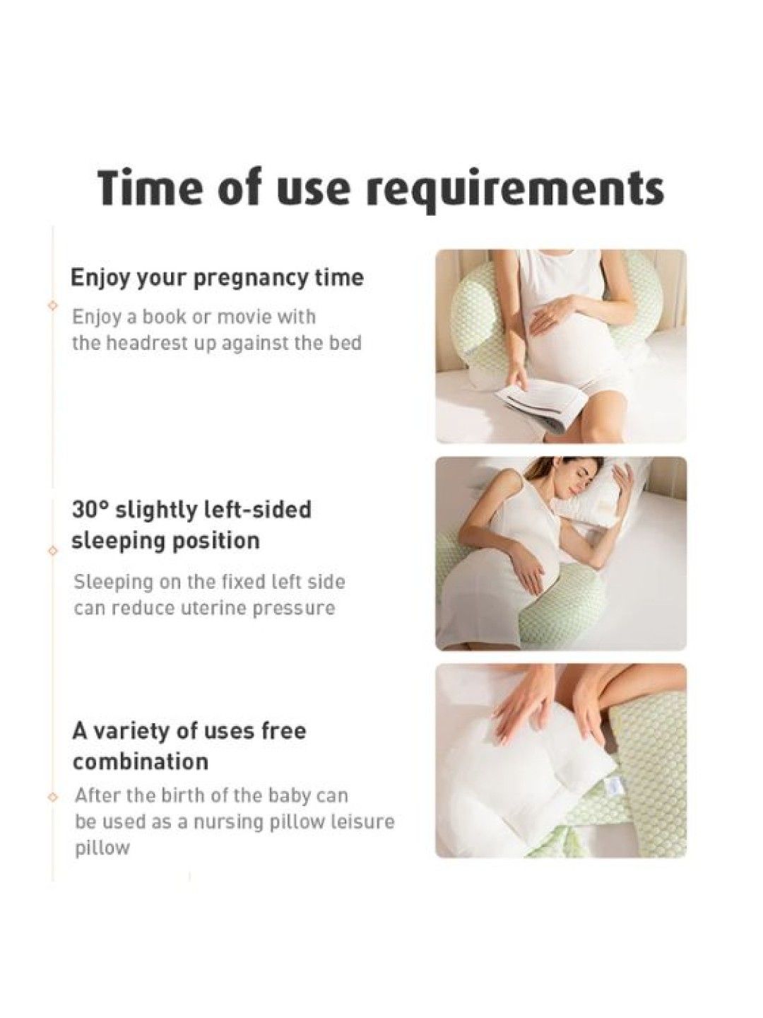 BabyPro Full Cotton Pregnancy Pillows Set (Green- Image 4)