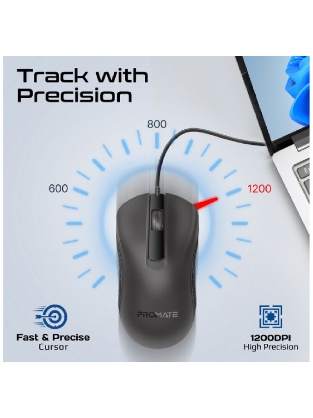 Promate COMBO-CM6 Quiet Keys Wired Keyboard and Mouse (Black- Image 4)