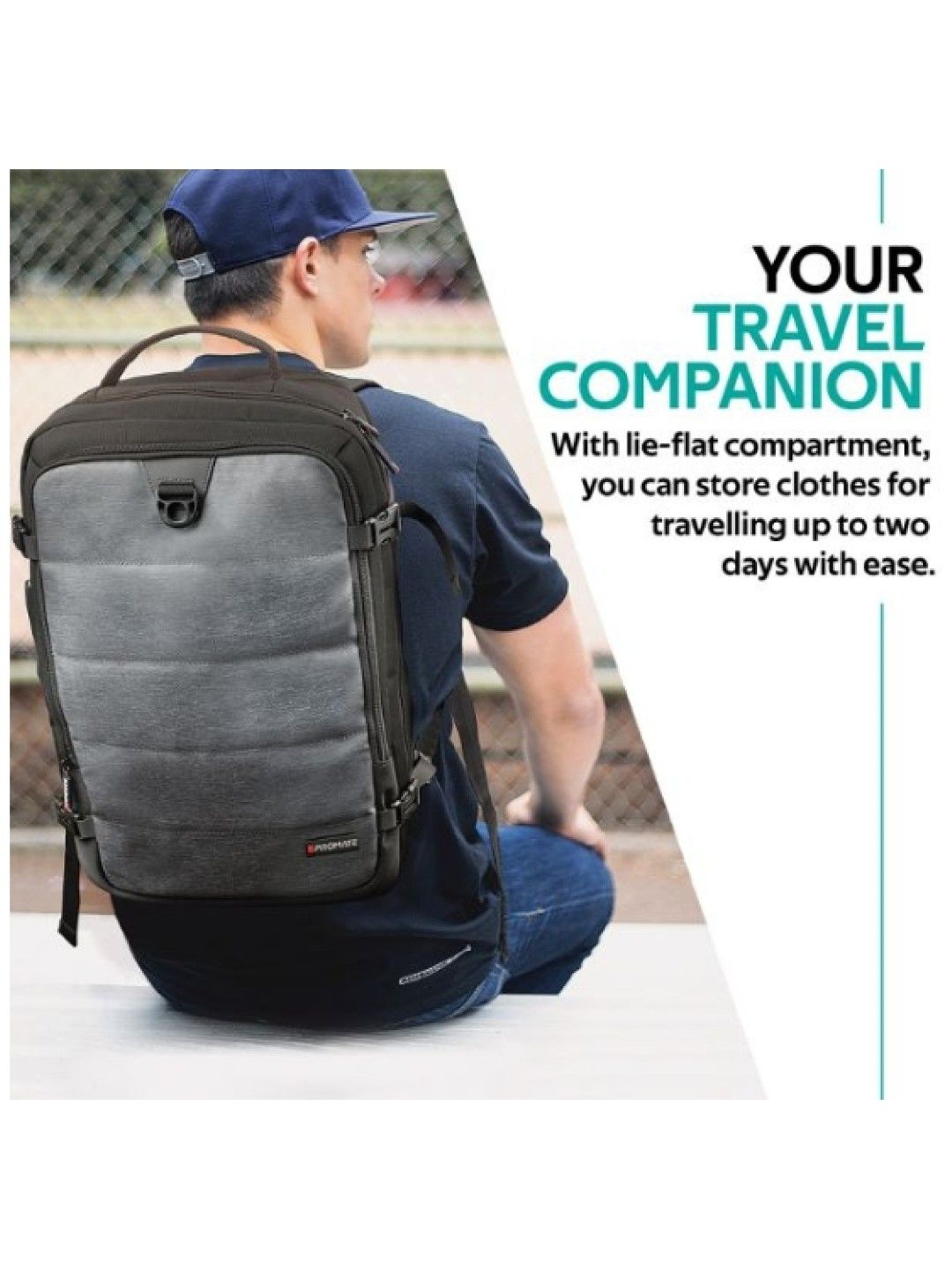 Promate PORTER-BP Full Featured Travel Carry-On Backpack Laptop Bag (Black- Image 4)