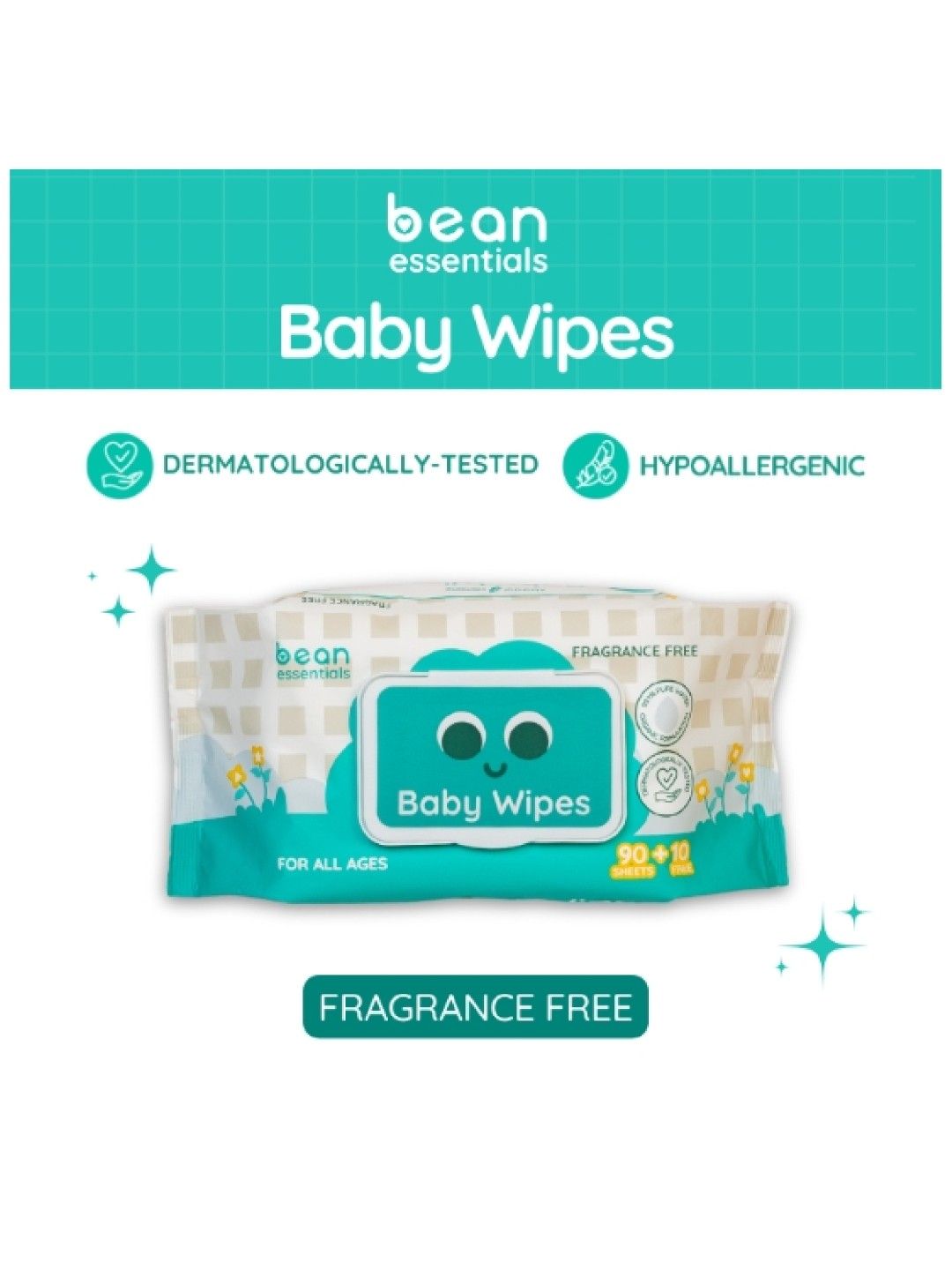 bean essentials Baby Wipes Fragrance Free 100 sheets (No Color- Image 1)